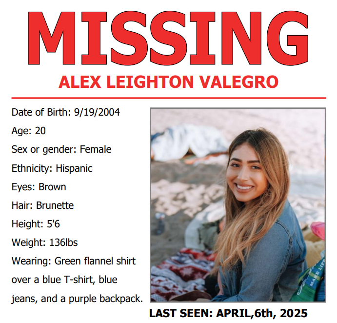 MISSING: Alex Valegro Information